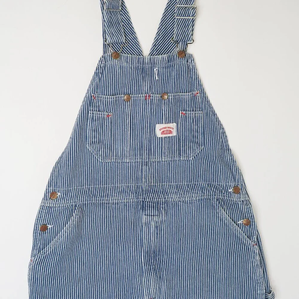 Vintage 90s Round House Denim Engineer Striped Overalls - Picture 5 of 13